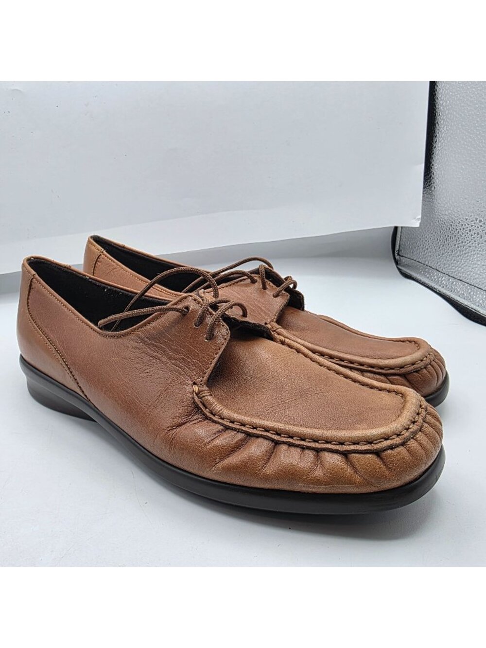 SAS Petra Womens 9.5 Brown Leather Comfort Shoes Casual Loafers USA Made